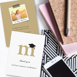 Klassisk monogram Brev M Modern Studentmössa Tack Kort