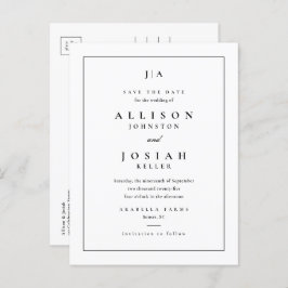 Klassisk Monogram Bröllop Spara Datum Meddelande Vykort