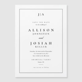 Klassisk Monogram Bröllop Spara Datumet Magnetisk Inbjudningskort