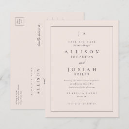 Klassisk Monogram Bröllop Spara Datumet Meddelande Vykort