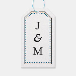 Klassisk monogram bröllopsgräns linje presentetikett