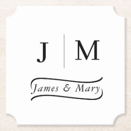 Klassisk monogram bryllupskalligrafilinje underlägg papper