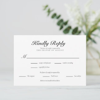 Klassisk Monogram Elegant Bröllops-Svarskort OSA Kort