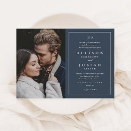 Klassisk Monogram Elegant Foto Bröllop Inbjudningar
