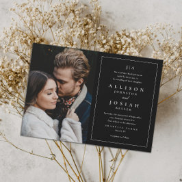 Klassisk Monogram Elegant Fotobryllop Inbjudningar