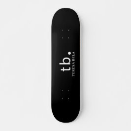 Klassisk Monogram Elegant Minimal Svart Vit Stil Mini Skateboard Bräda 18,5 Cm