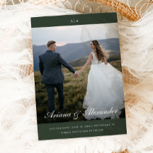 Klassisk Monogram Elegant Skript Två Foto Bröllop