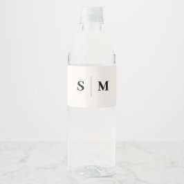 Klassisk monogram elegant vit bröllop vattenflaskor etikett