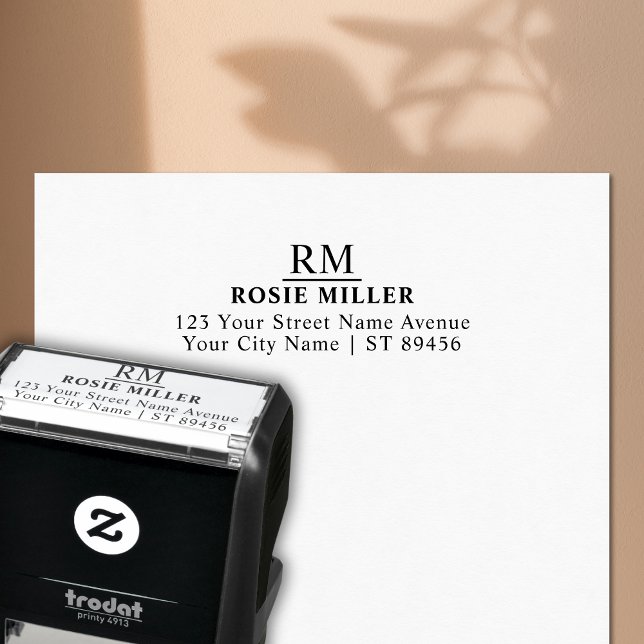 Klassisk monogram enkel Returadress Självfärgande Stämpel (Classic Monogram Simple Return Address Self-inking Stamp)