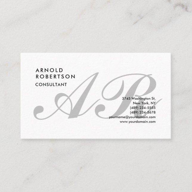 Klassisk Monogram Enkel Trendig Professionell Visitkort (Framsida)