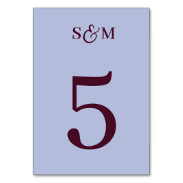 Klassisk Monogram Et-tecken Periwinkle Bröllop Bordsnummer