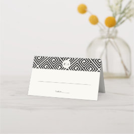 Klassisk monogram Geometric Grekiska Nyckel Bröllo Placeringskort