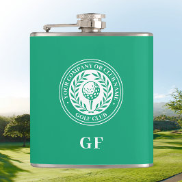 Klassisk Monogram Golfflaska med eget namn Grön Fickplunta