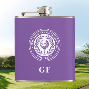 Klassisk Monogram Golfflaska med eget namn Lila Fickplunta