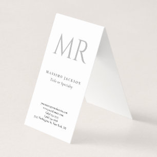 Klassisk monogram grå vit minimalistisk enfaldig visitkort