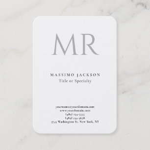 Klassisk monogram grå vit minimalistisk enfaldig visitkort