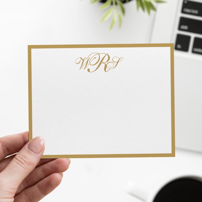 Klassisk monogram guld anteckningskort (Skapare uppladdad)