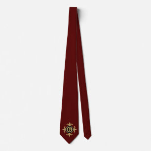 Klassisk Monogram guld Fleur De Lis mörk Red Slips