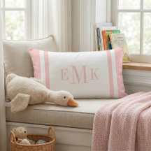 Klassisk monogram i rosa och vitt kronbladsmönster