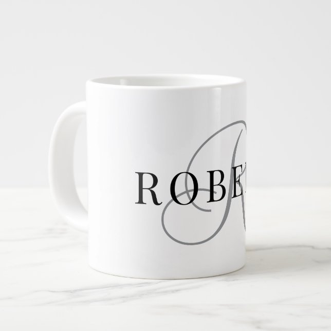Klassisk monogram initial namn jumbo mugg (Framsida vänster)