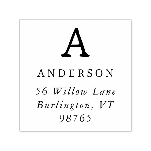 Klassisk monogram initial returadress självfärgande stämpel (Design)