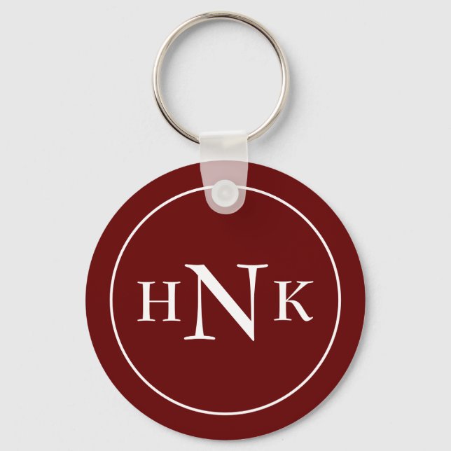 Klassisk monogram Initialer Red Nyckelring (Framsida)