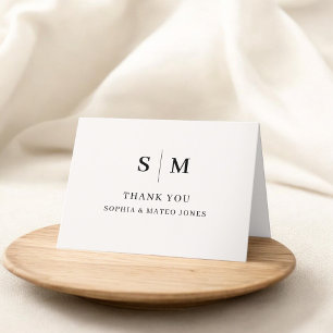 Klassisk Monogram Ivory Bröllop Tack Kort
