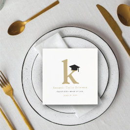 Klassisk monogram K och examensmössa Examensfest Pappersservett