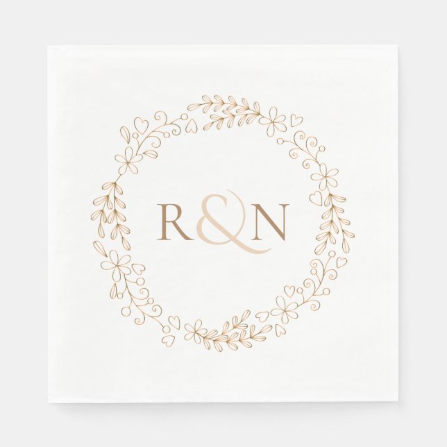 Klassisk monogram lagerkrans pappersservett (Framsidan)