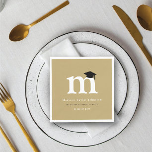 Klassisk monogram M och examenshatt Examensfest Pappersservett
