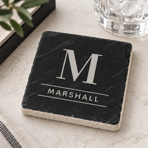 Klassisk monogram med serif i grå tenngråa färger stenunderlägg