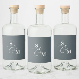 Klassisk Monogram Modernt Et-tecken Bröllop Spritflaskor Etikett