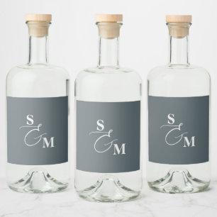 Klassisk Monogram Modernt Et-tecken Bröllop Spritflaskor Etikett