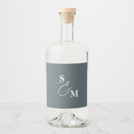 Klassisk Monogram Modernt Et-tecken Bröllop Spritflaskor Etikett