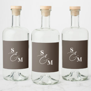 Klassisk Monogram Modernt Et-tecken Bröllop Spritflaskor Etikett