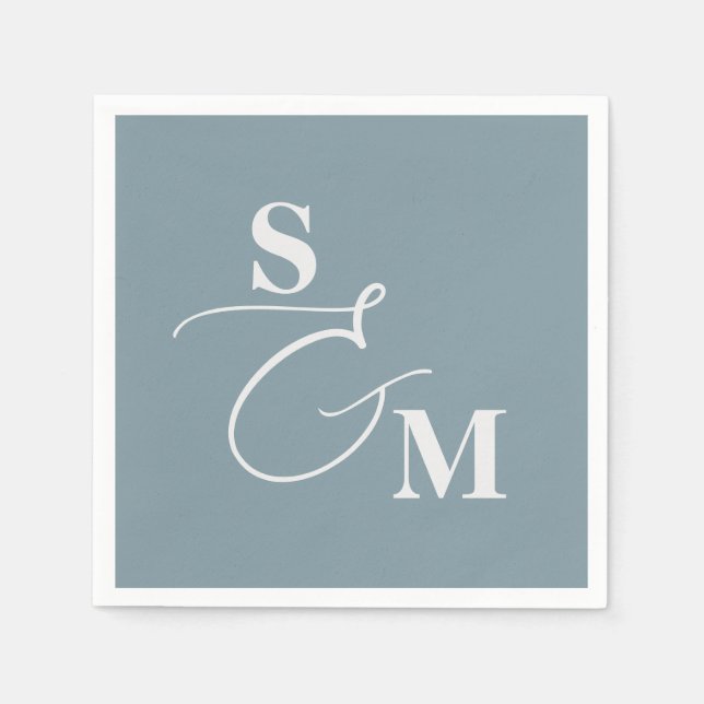 Klassisk monogram Modernt script Ampersand Bröllop Pappersservett (Framsidan)