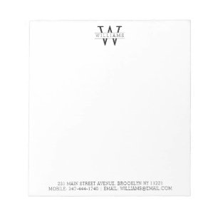 Klassisk Monogram Namn Adress Enkel Professionell Anteckningsblock