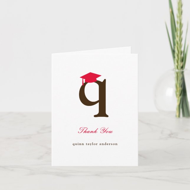 Klassisk monogram Q-Studentmössa Fotomodern Tack Kort (Framsida)