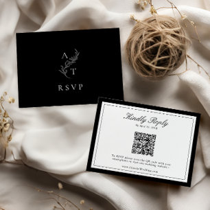Klassisk Monogram QR-kod Bröllop OSA kort