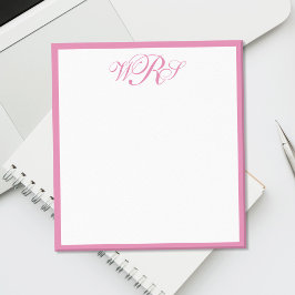 Klassisk monogram rosa anteckningsblock