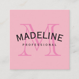 Klassisk Monogram-Rosa med Arc-text Fyrkantigt Visitkort