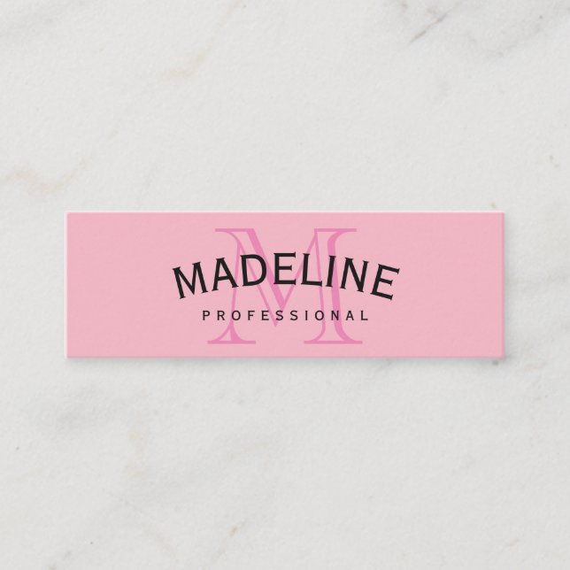 Klassisk Monogram-Rosa med Arc-text Mini Visitkort (Framsida)