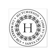 Klassisk Monogram Round Family Namn-Returadress