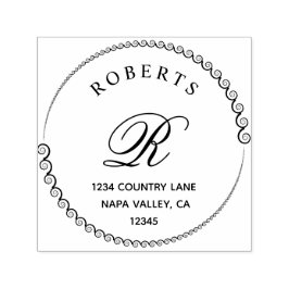 Klassisk Monogram Serif Namn och Retur-självtryckn Självfärgande Stämpel