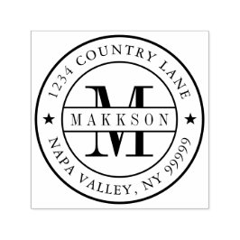 Klassisk Monogram Serif Namn och Retur-självtryckn Självfärgande Stämpel