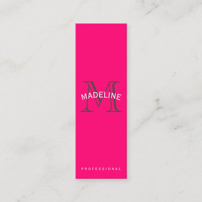 Klassisk monogram-Shock rosa med Arc-text Mini Visitkort (Framsida)
