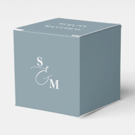 Klassisk Monogram Skrift Ampersand Bröllop Blå Presentaskar