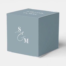 Klassisk Monogram Skrift Ampersand Bröllop Blå Presentaskar