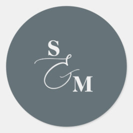Klassisk Monogram-skrift med Ampersand-äktenskap Runt Klistermärke
