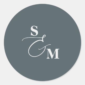 Klassisk Monogram-skrift med Ampersand-äktenskap Runt Klistermärke